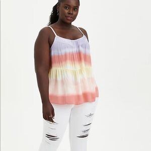 NWT Torrid Tiered Cami Gauzy Tie Dye Vacationcore Festival Boho Chic 2XL Top